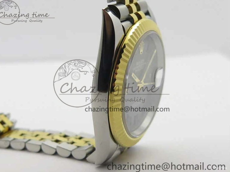 MiroTime 0519 DateJust 41 SS YG 126333 Fluted Bezel DJF Best Edition 904L Steel Gray Dial Green Roman Markers on Jubilee Bracelet A Seasonal 3194